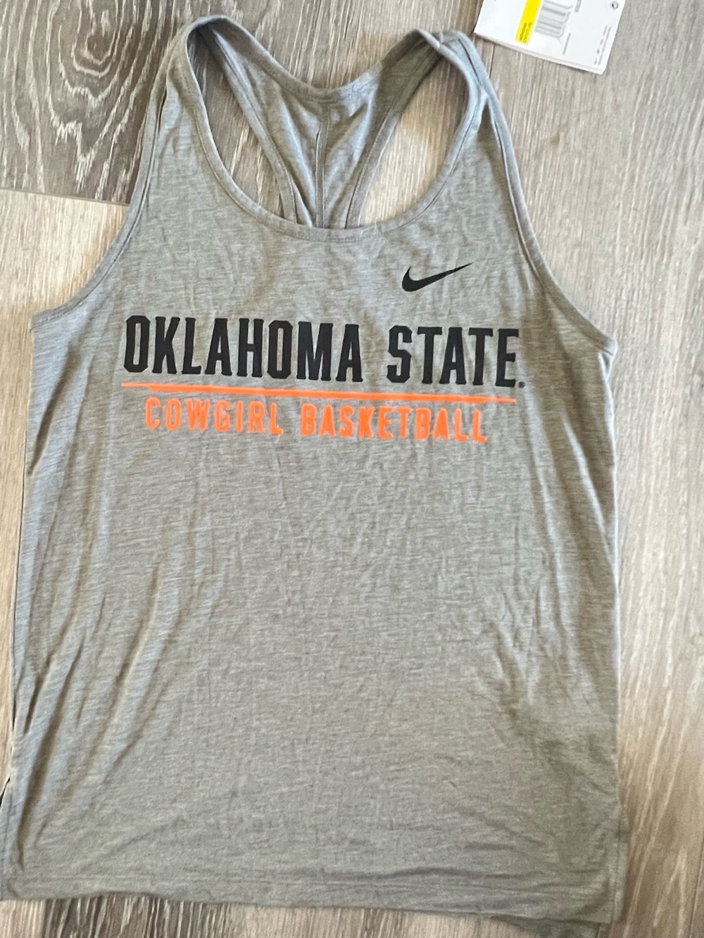 Nike Gray Oklahoma State Cowgirl Basketball Tank with Orange Accent